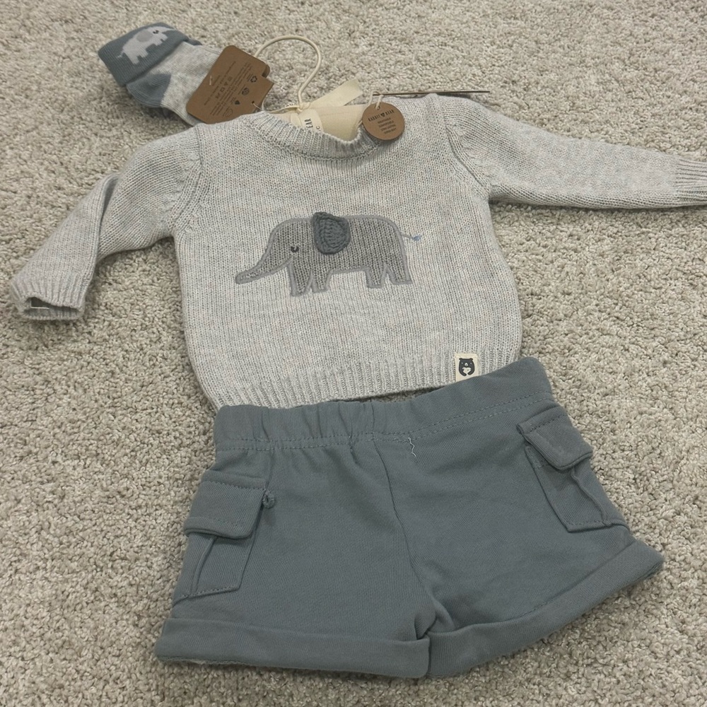 Rabbit & Bear Organic Elephant Sweater and Socks Set